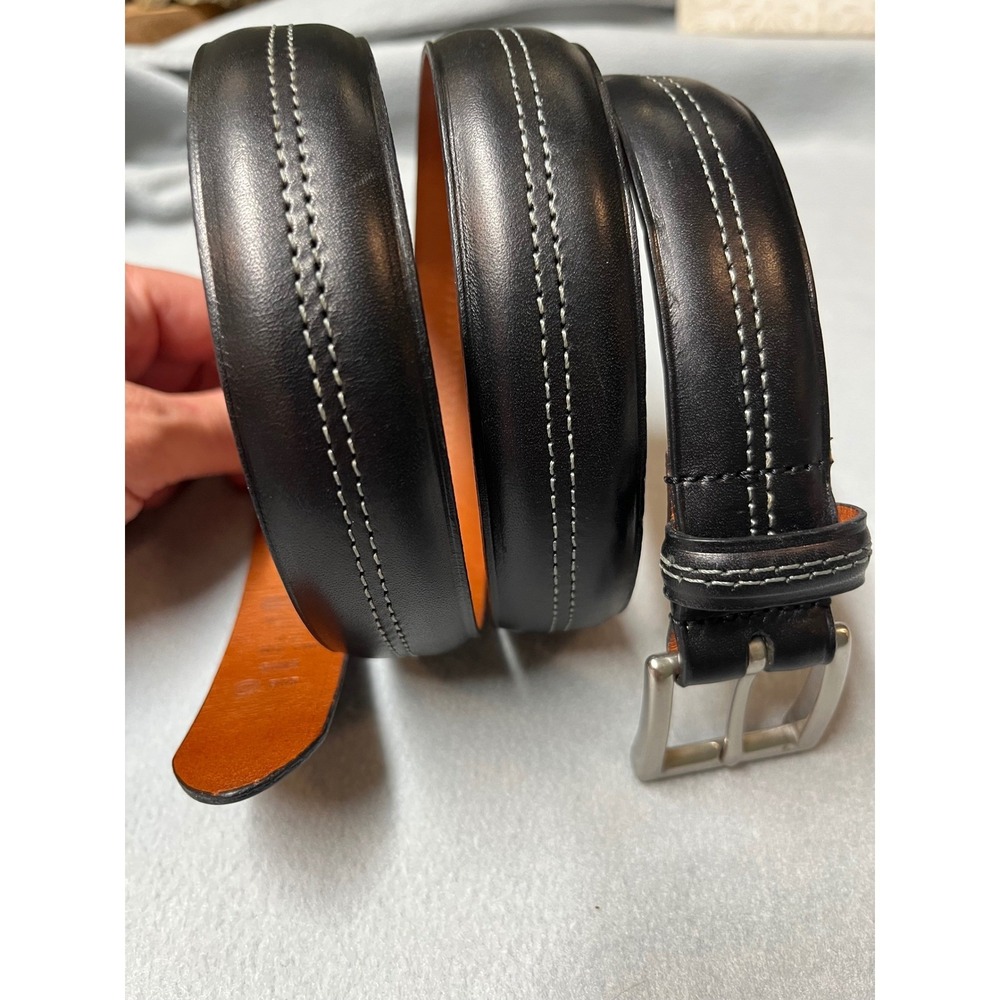 Vintage Coach 3885 Black Leather Belt Made in Italy Silver Buckle Size 42 105cm